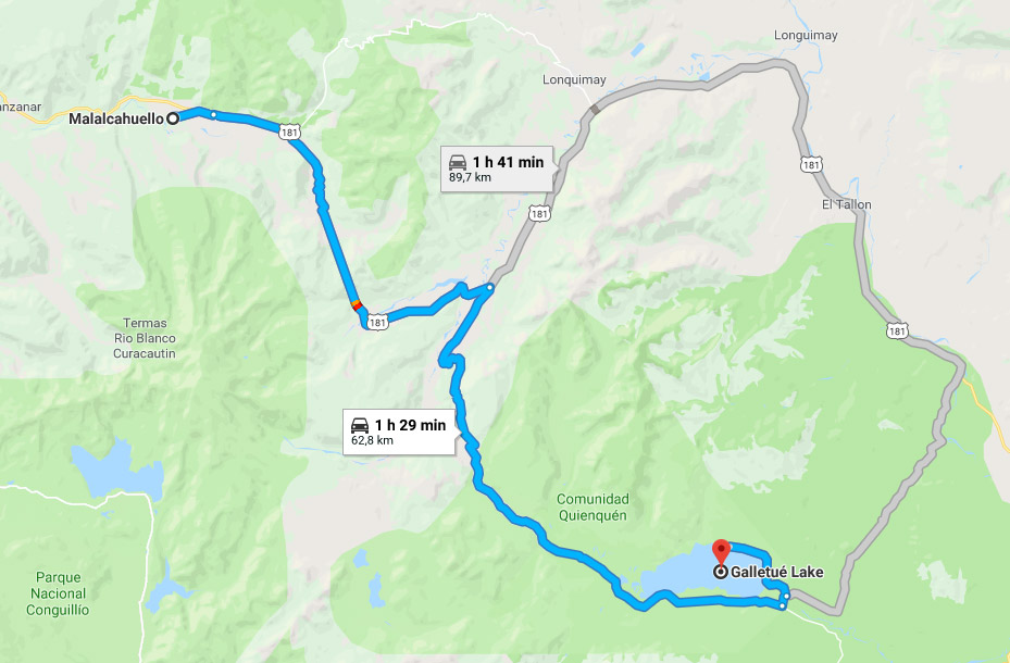 Lago Galletué Mapa Cómo llegar