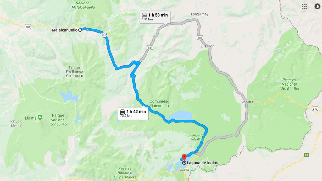 Laguna Icalma Mapa Cómo llegar